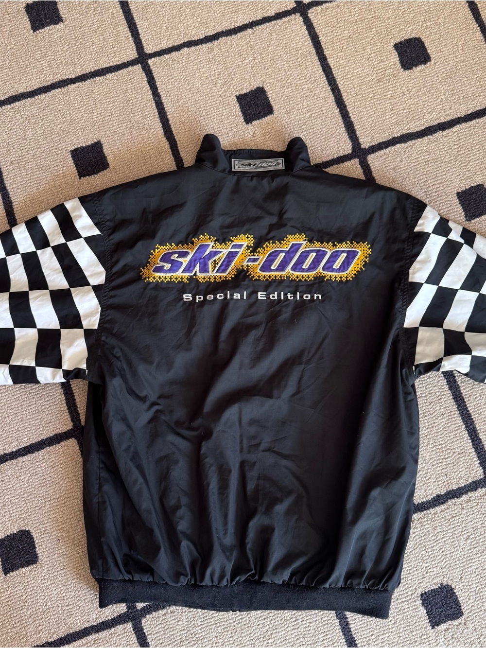 Vintage 90’s Ski-Doo Special Edition Rotax Black & white checkered Racing Jacket